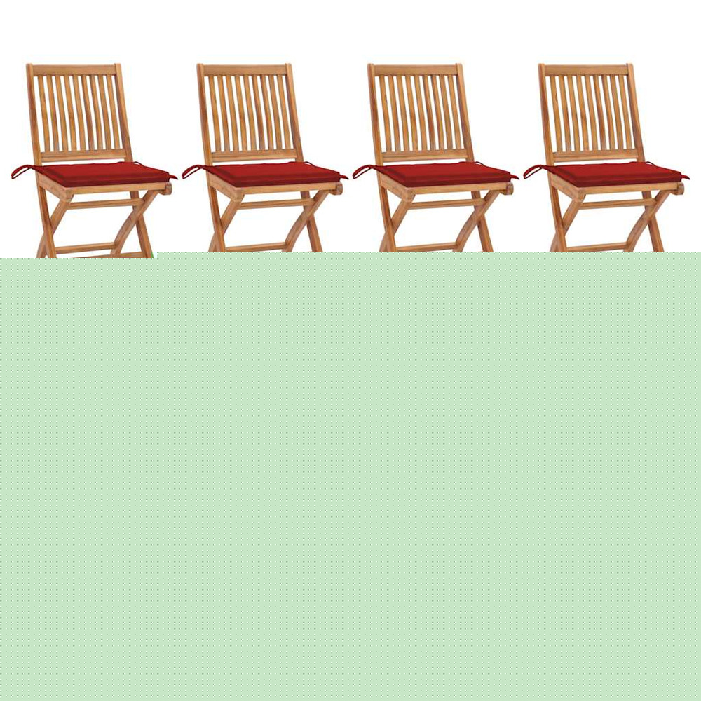 Chaises pliables de jardin avec coussins lot de 8 teck solide