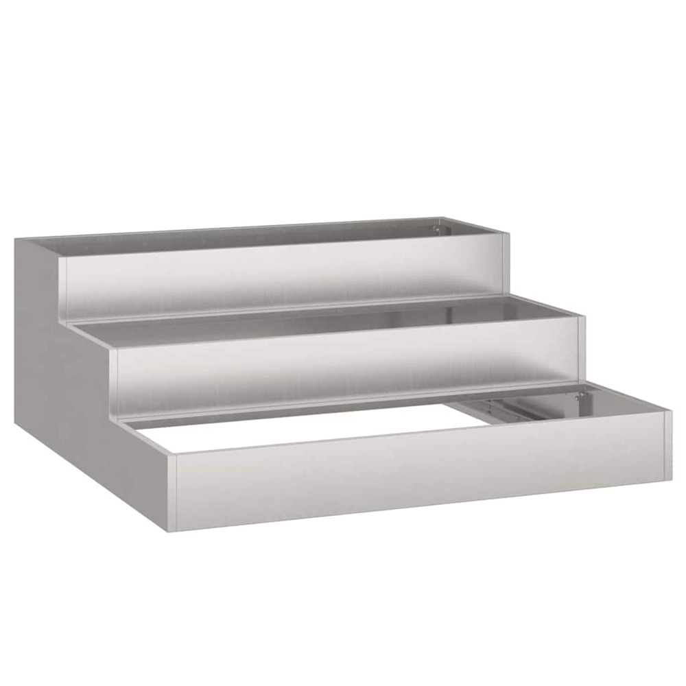 Cache-pot de jardin argent 90 x 90 x 35 cm acier inoxydable