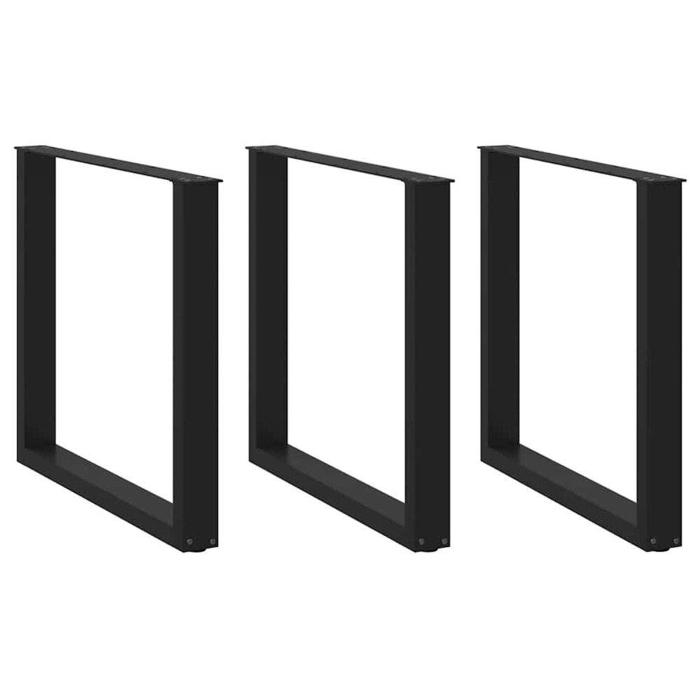 Pieds de table à manger en u, 3 pièces, noir, 80 x (72-73) cm, acier