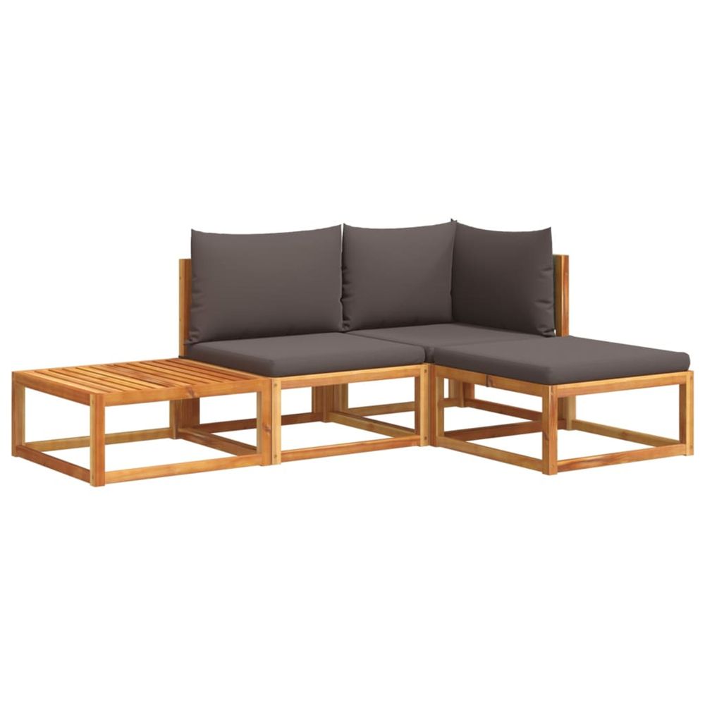 Ensemble de canapés de jardin 4 pièces avec coussins en bois d'acacia et rotin