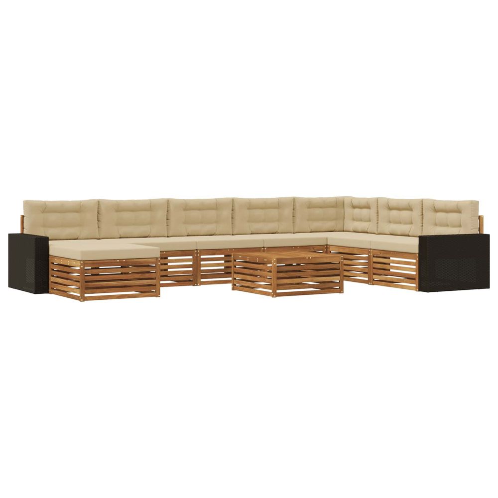 Ensemble de canapés d'extérieur 9 pc naturel et beige