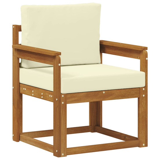 Canapé d’extérieur bois d'acacia massif et polyester naturel