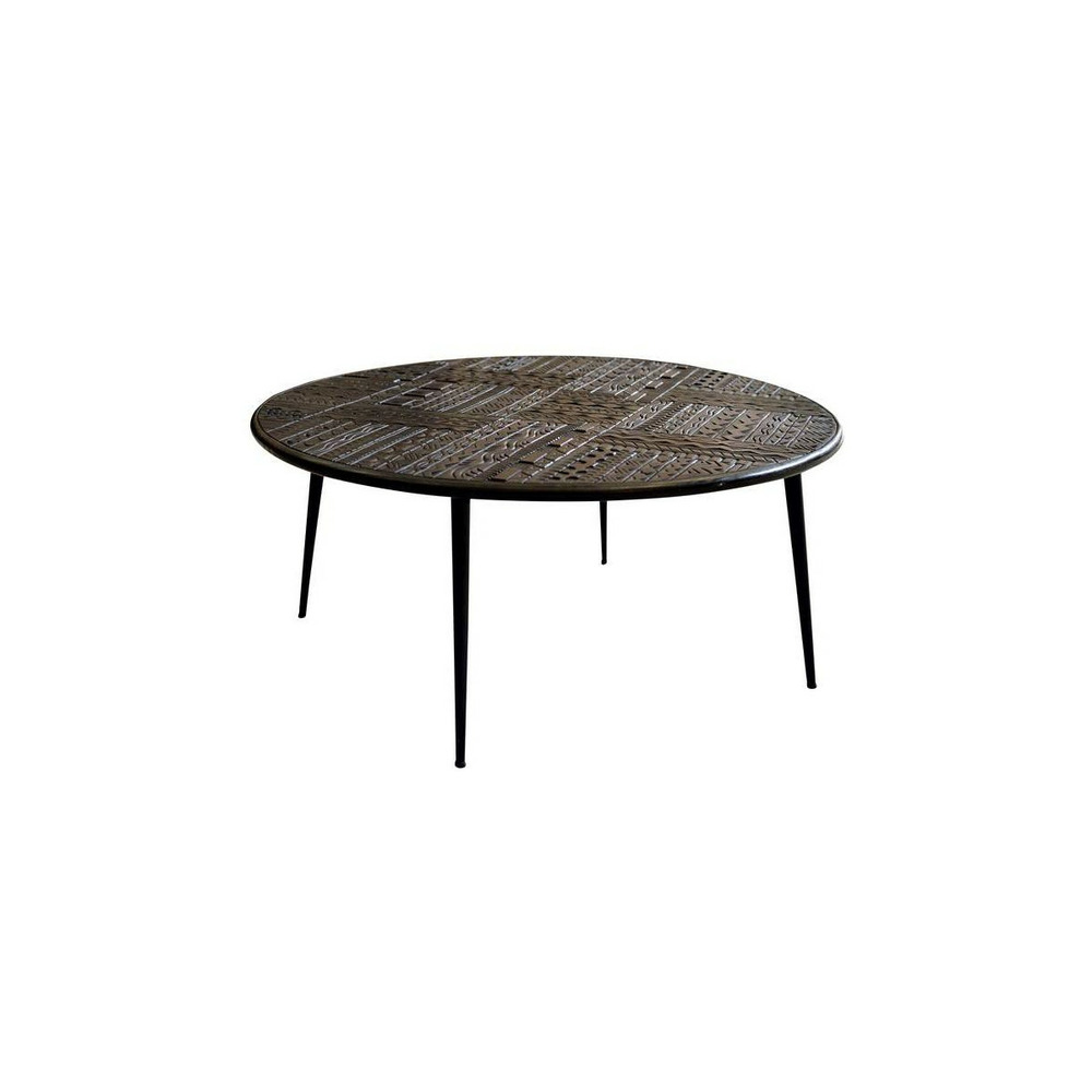 Table basse bois, fer marron 100x100x45cm - bois-fer