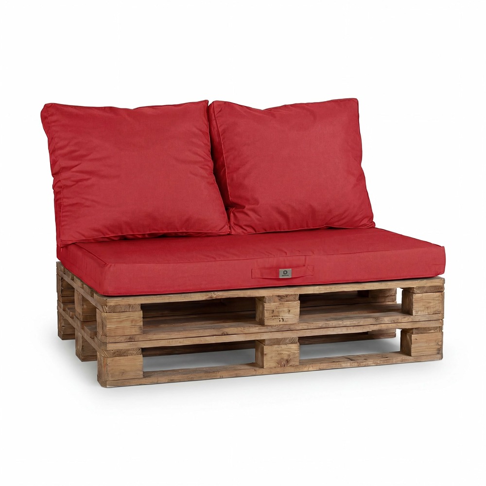 Lot de 3 coussins pour palette déhoussables en polyester rouge