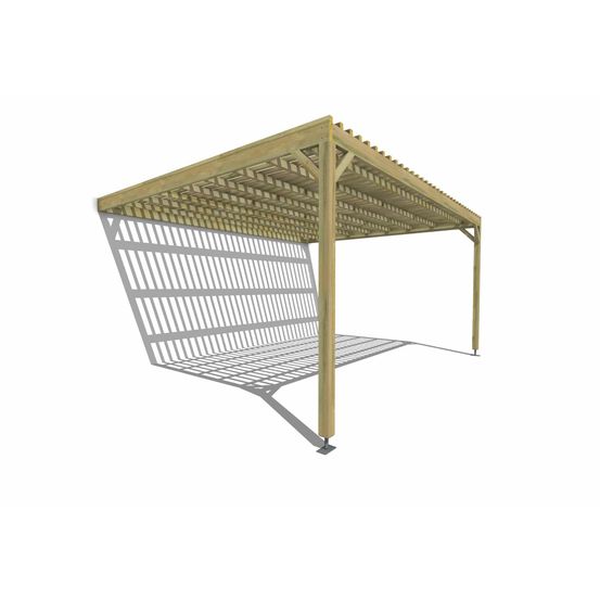 Pergola bois • 5m x 4m • adossée • sens largeur • lattage bois • livraison comprise