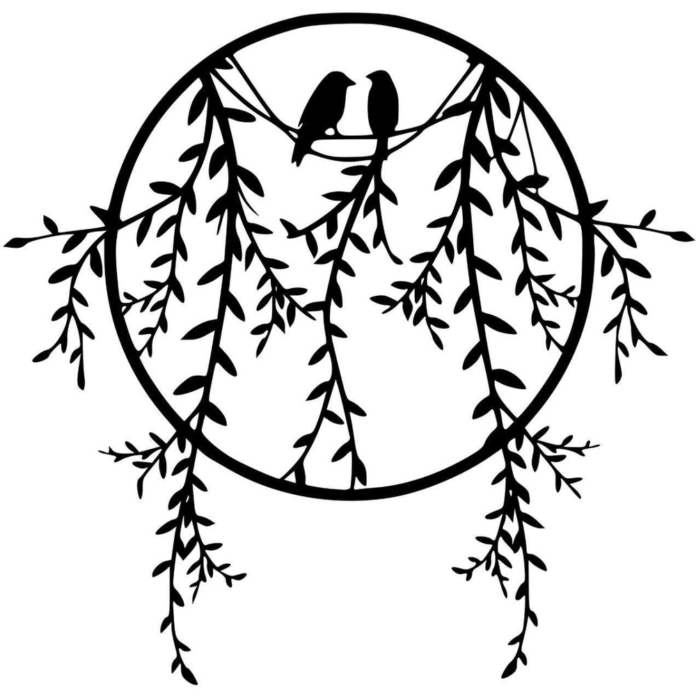 Décoration murale en métal oiseaux 45 x 44 cm