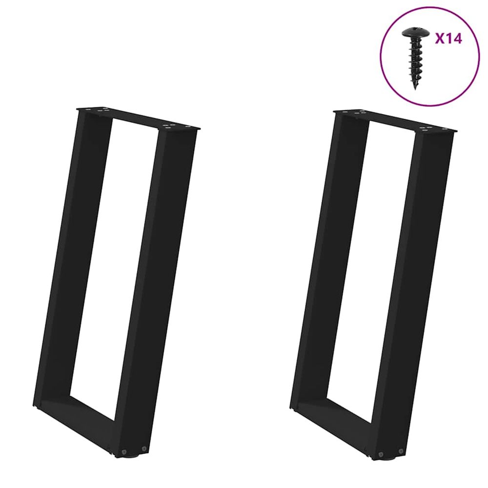 Pieds de table à manger en u 2 pièces noir 50 x (72-73) cm acier