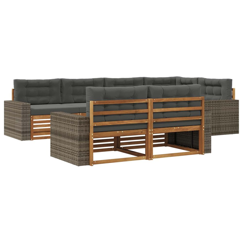 Ensemble de canapés d'extérieur 7 pc naturel et anthracite