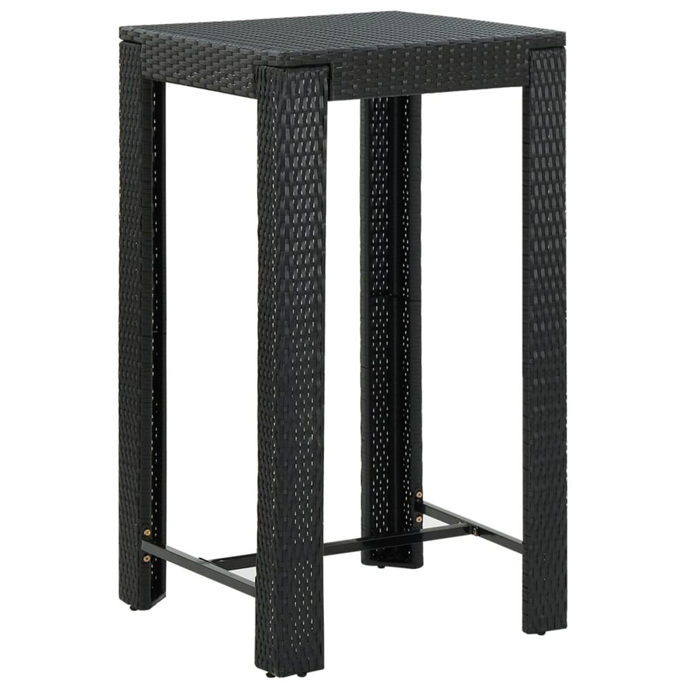 Table de bar de jardin noir 60,5x60,5x110,5 cm résine tressée