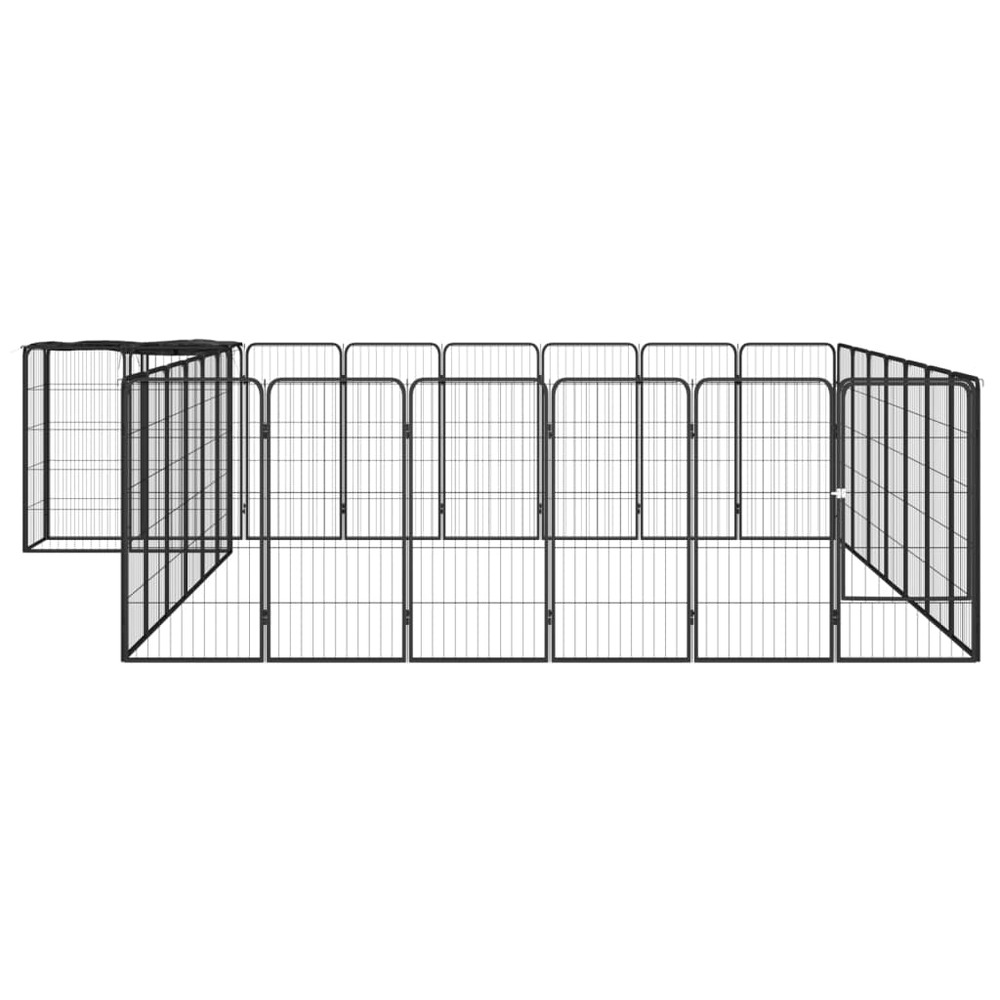 Parc pour chien 30panneaux noir 50x100cm acier enduit de poudre