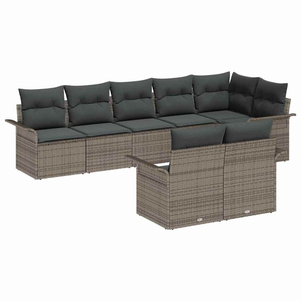 Ensemble de canapé de jardin 8 pc gris polyrotin