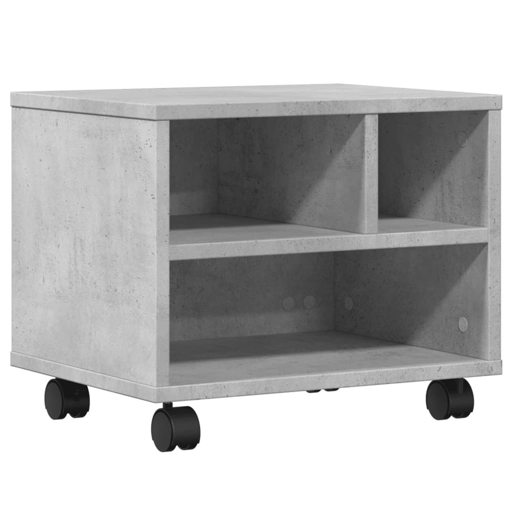Support d'imprimante avec roulettes gris béton 41x32x34,5 cm