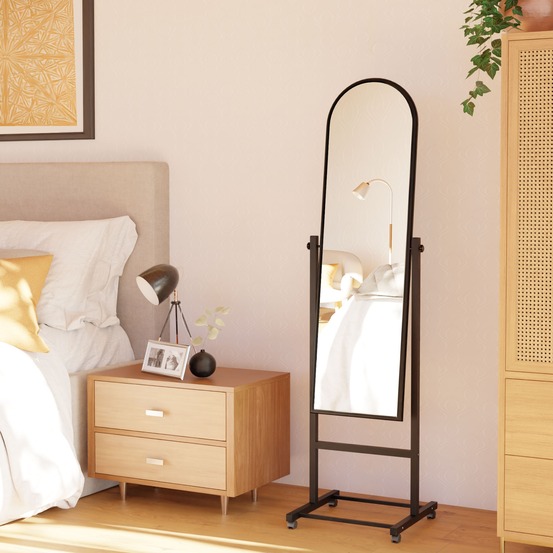 Miroir au sol evoir avec inclinaison ajustable et roues pivotantes