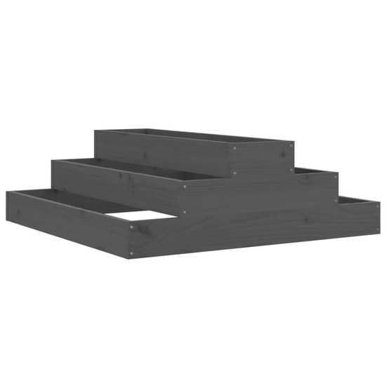 Jardinière bac lit surélevé plantes fleurs terrasse jardin 80 x 80 x 27 cm bois massif de pin gris