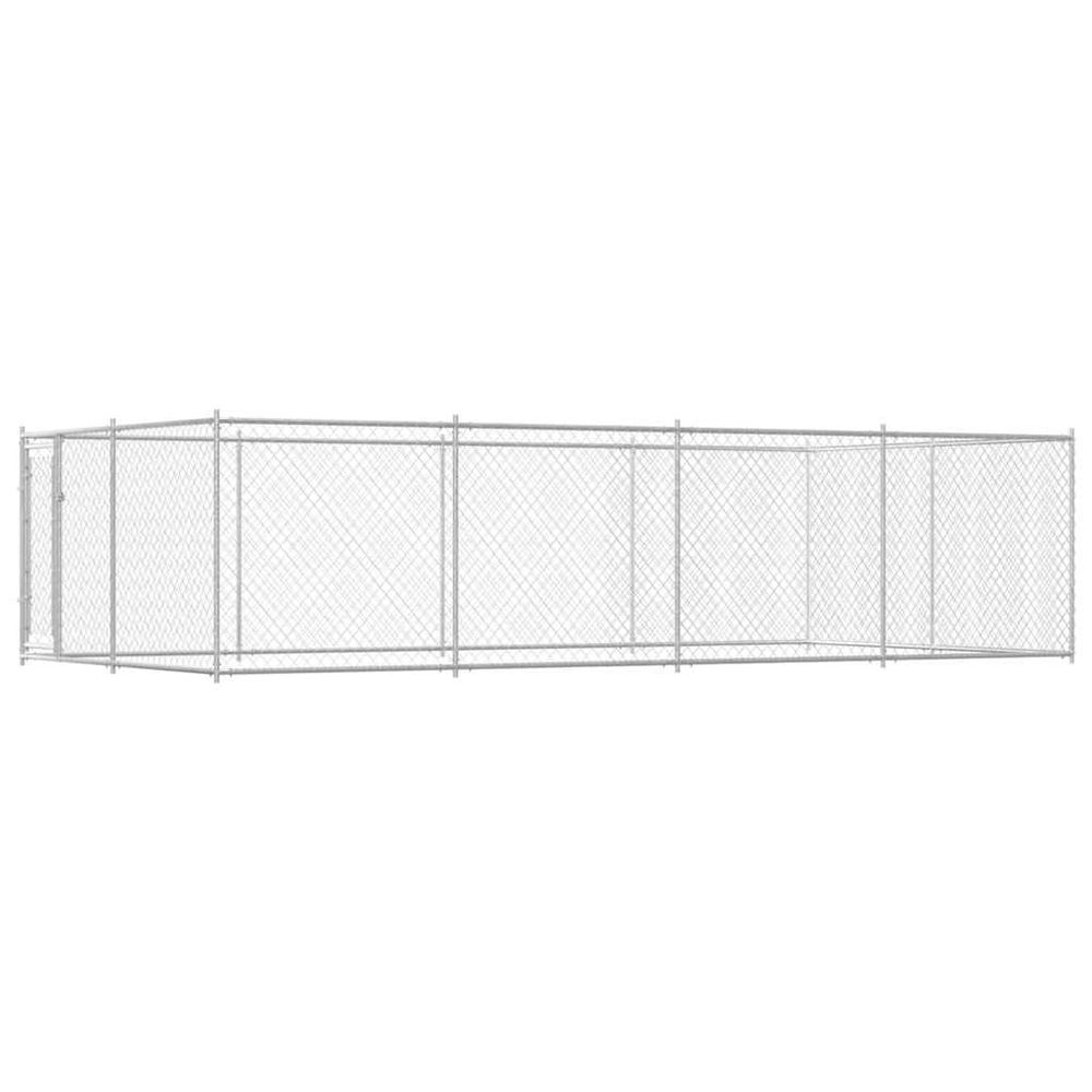 Très grand enclos pour chien en acier galvanisé 7,6x3,8x1,9 m