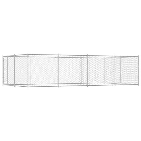 Très grand enclos pour chien en acier galvanisé 7,6x3,8x1,9 m