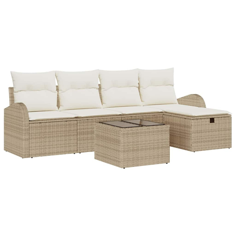 Ensemble de canapé de jardin 6 pcs beige poly rotin
