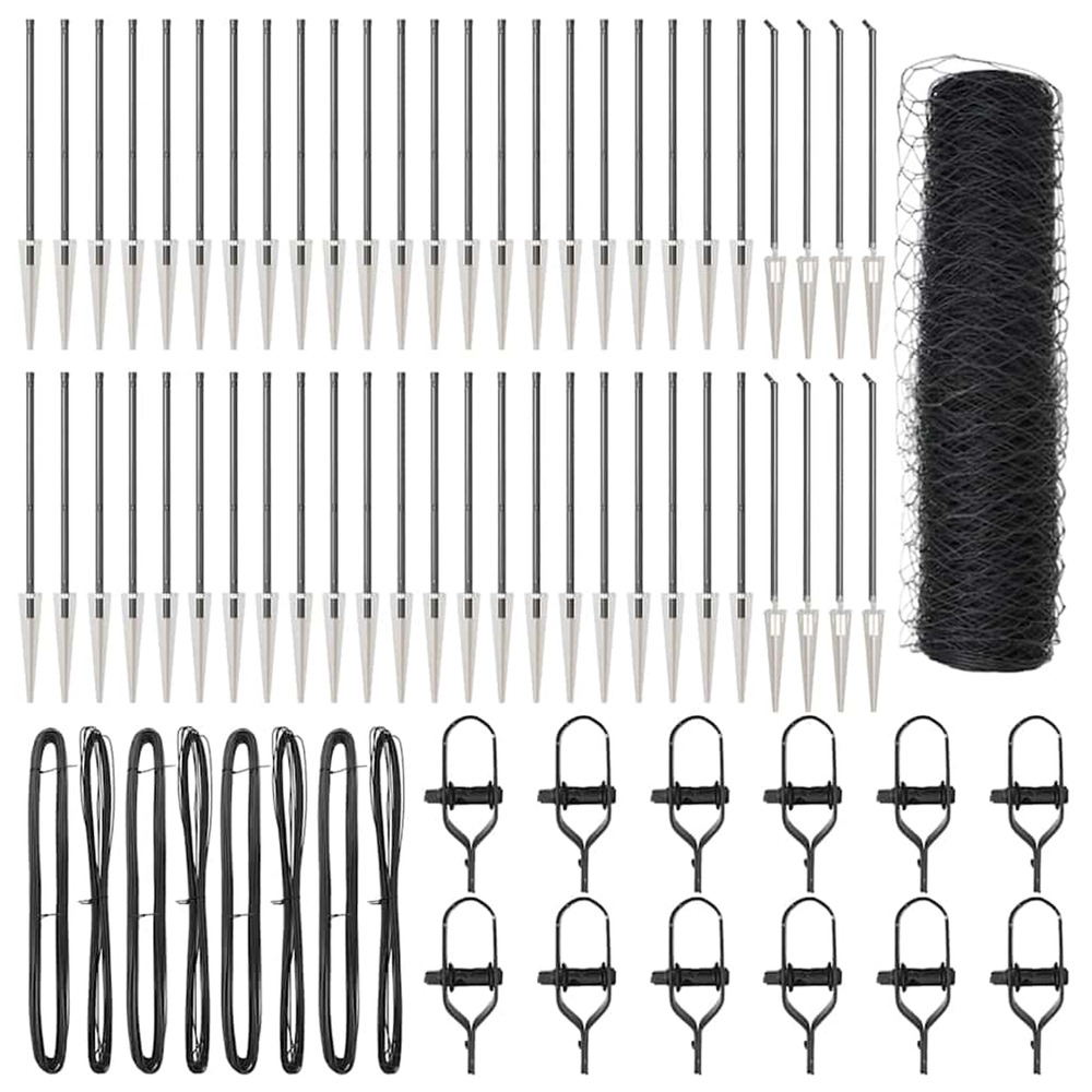 Poteau de clôture. Gris 100 x 0,5 m (maille de 50 mm)