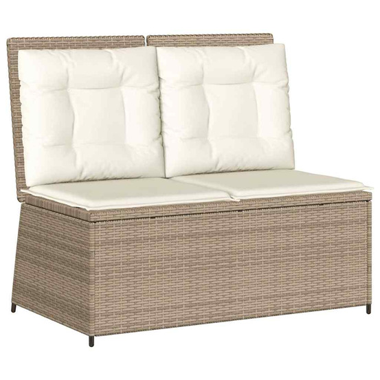 Banc inclinable de jardin avec coussins beige résine tressée
