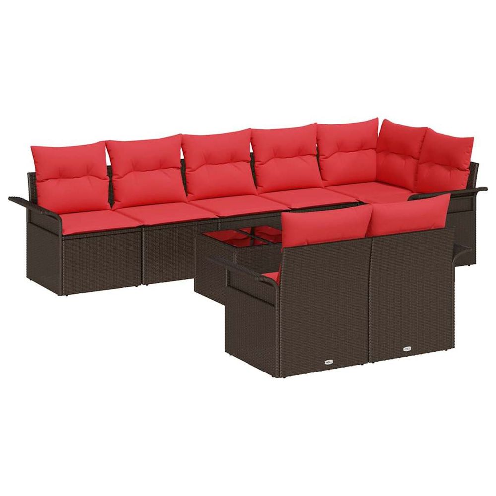 Ensemble de canapé de jardin 9 pc marron polyrotin