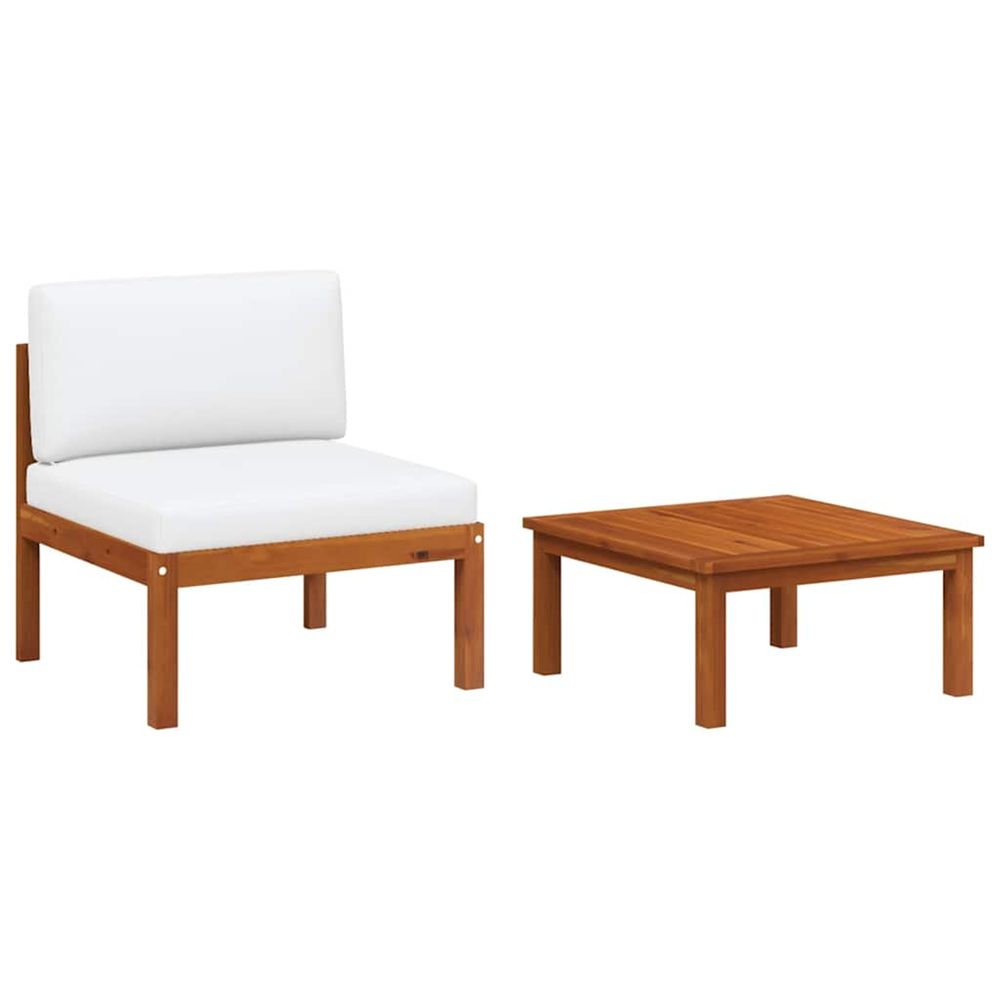 Salon de jardin 2 pièces avec coussins en bois d'acacia et corde