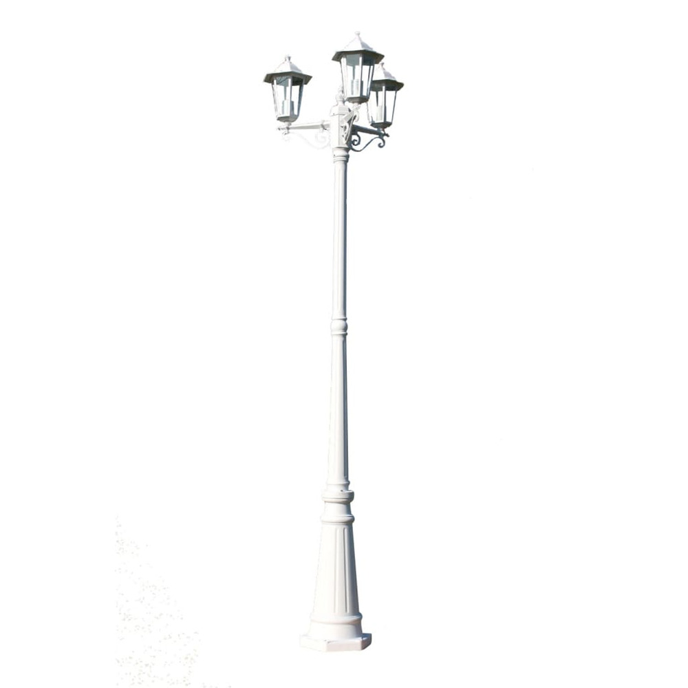 Lampadaire de jardin 3 bras 215 cm blanc aluminium