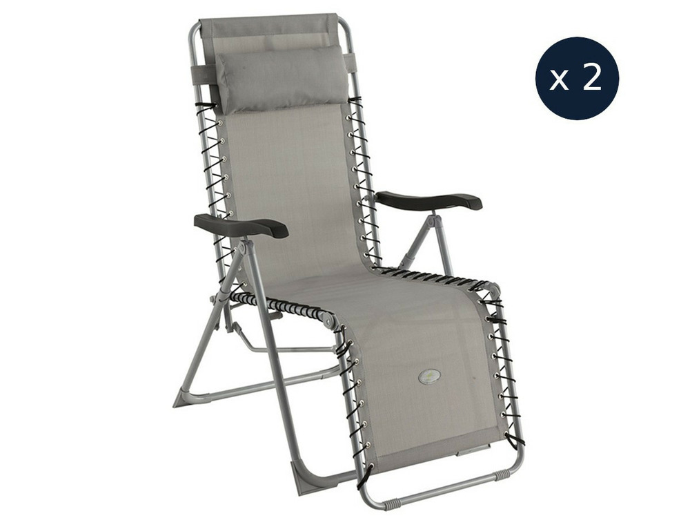 2 fauteuils de jardin relax silos gris