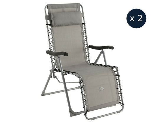 2 fauteuils de jardin relax silos gris