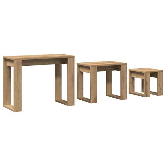 Tables gigognes 3 pcs chêne artisanal bois d'ingénierie