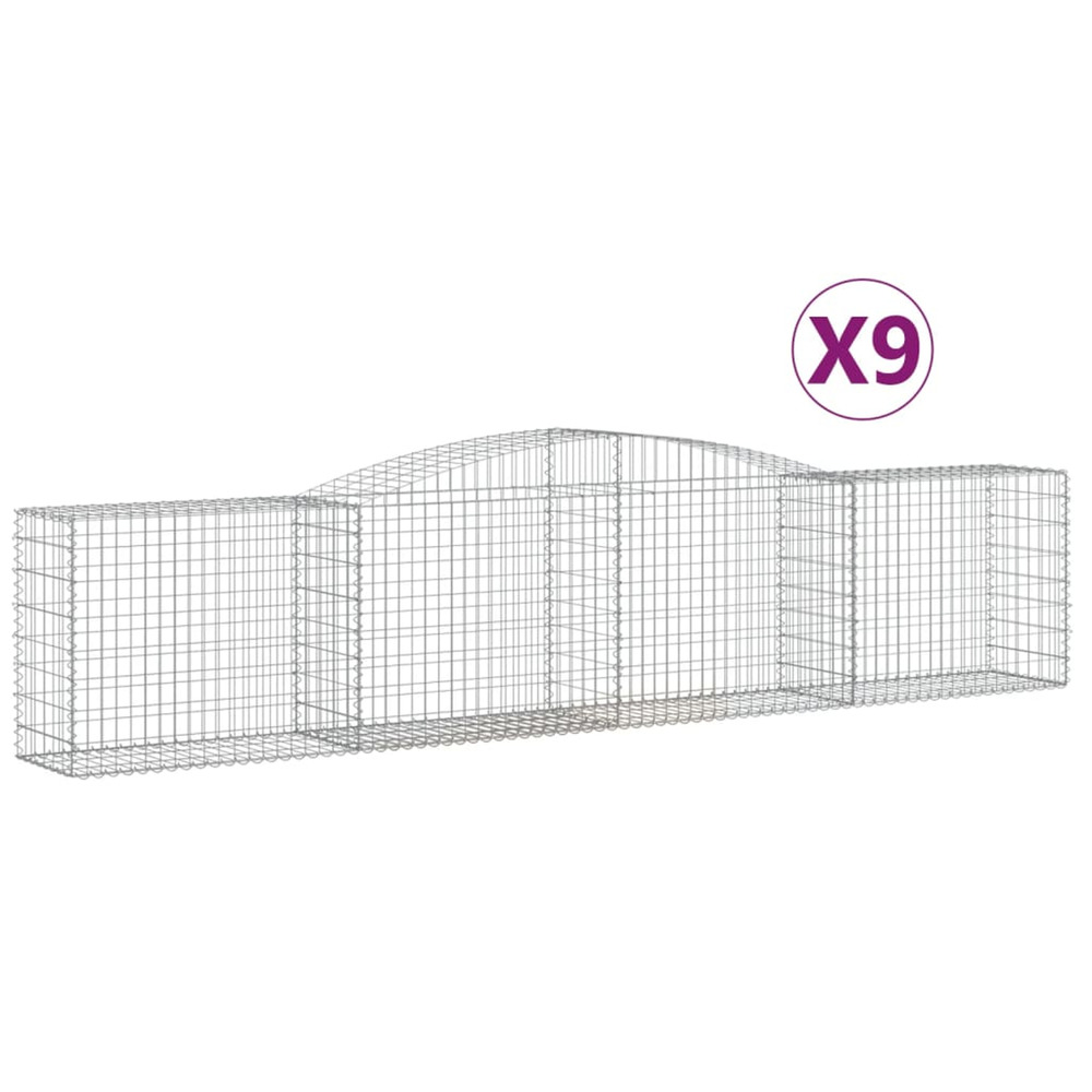 Paniers à gabions arqués 9 pcs 400x50x80/100 cm fer galvanisé