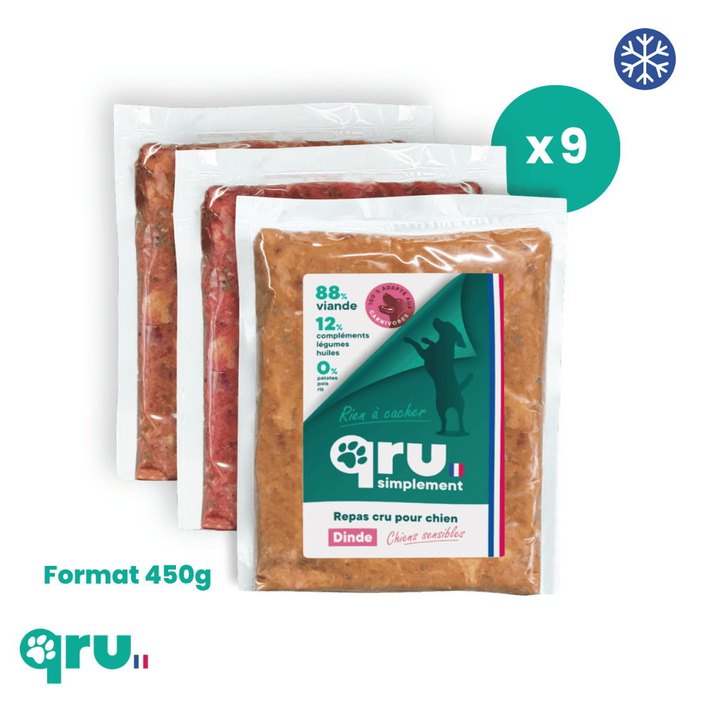 Repas barf petit chien – pack découverte 3 recettes – 9 x 450 g