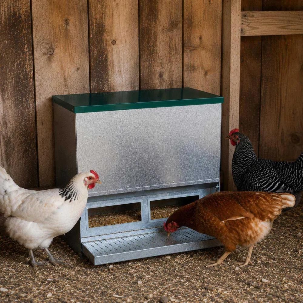 Mangeoire trémie anti-nuisible rooster 20kg - acier galvanisé pour volailles
