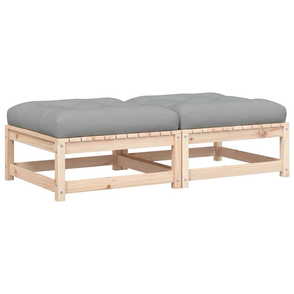 Repose-pieds de jardin avec coussins 2 pcs bois de pin massif