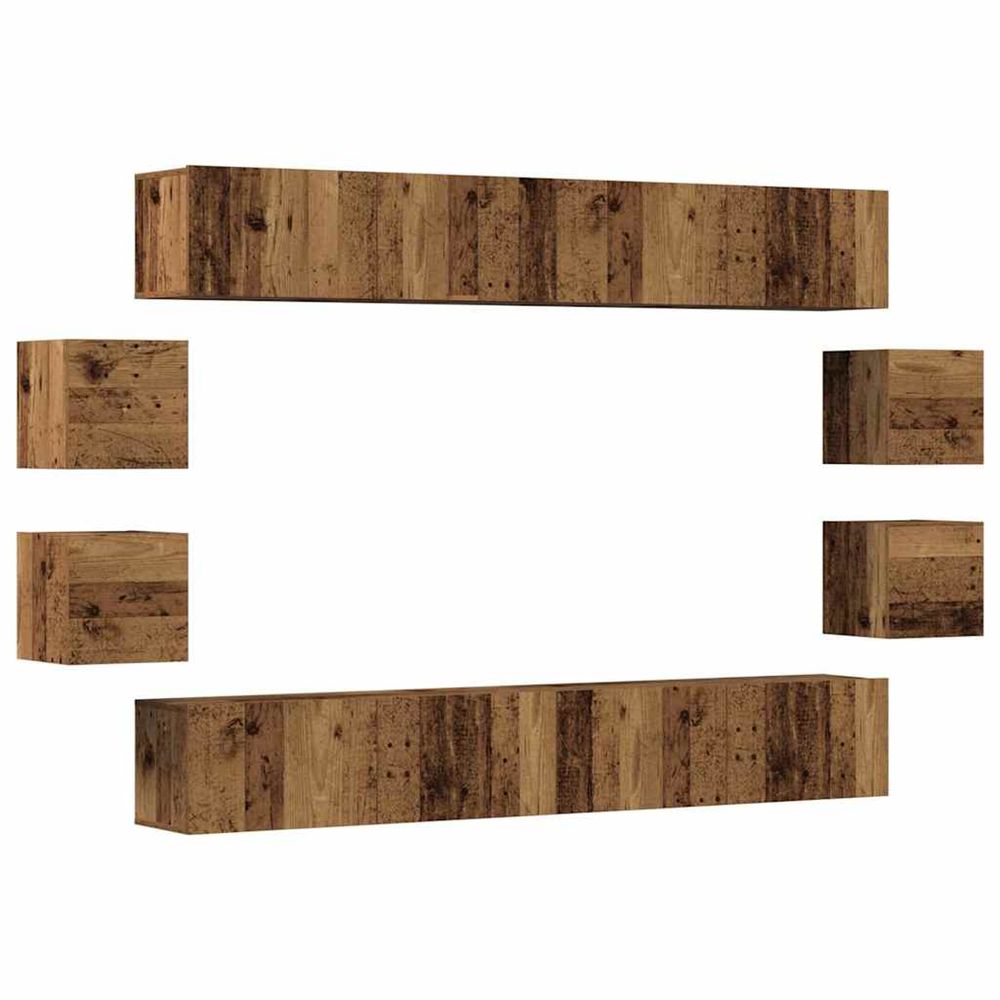 Ensemble meuble tv bois ancien bois d'ingénierie