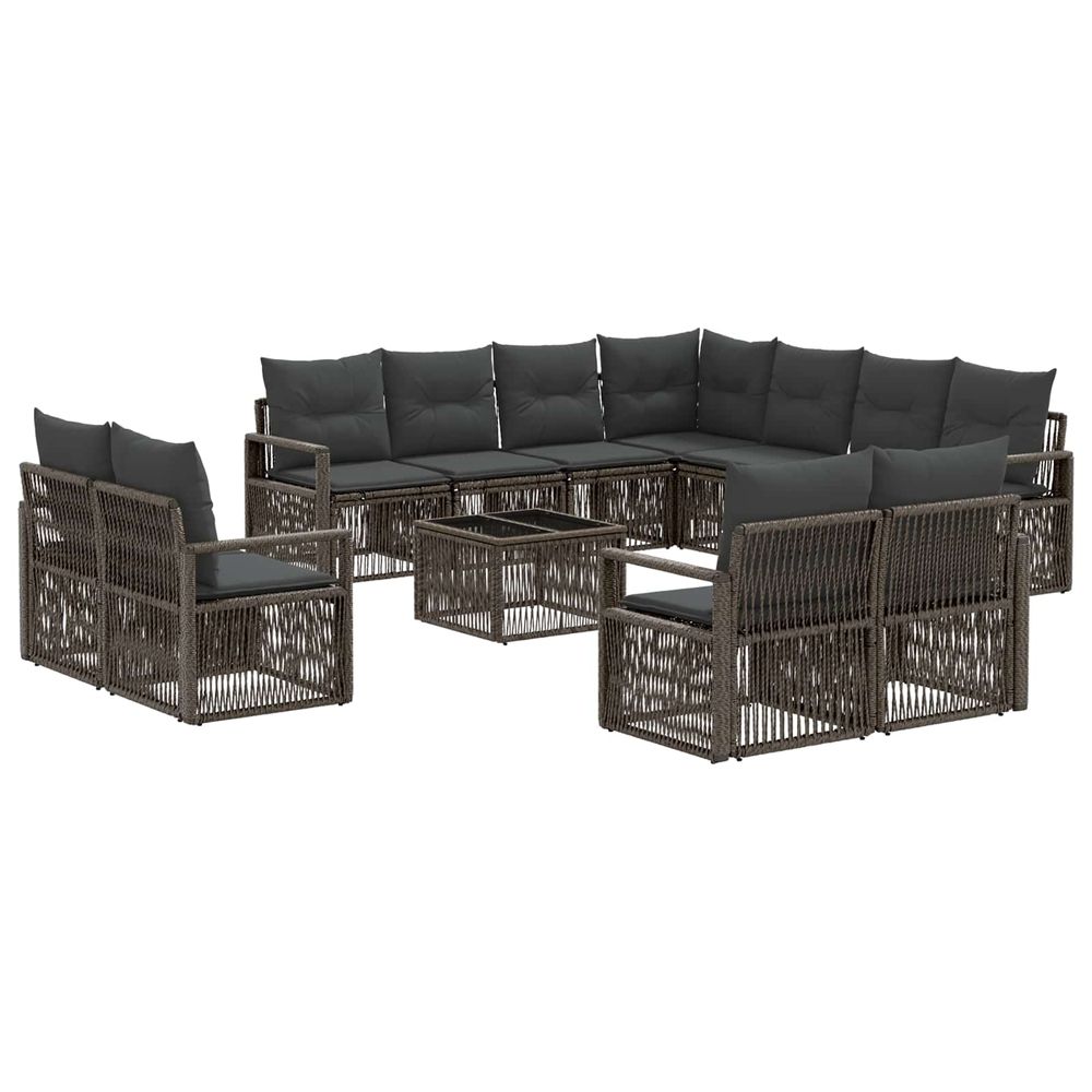 Ensemble de canapé de jardin 12 pc gris polyrotin
