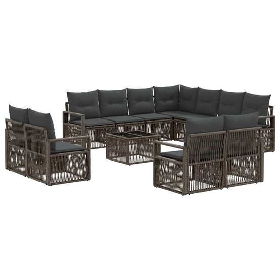 Ensemble de canapé de jardin 12 pc gris polyrotin