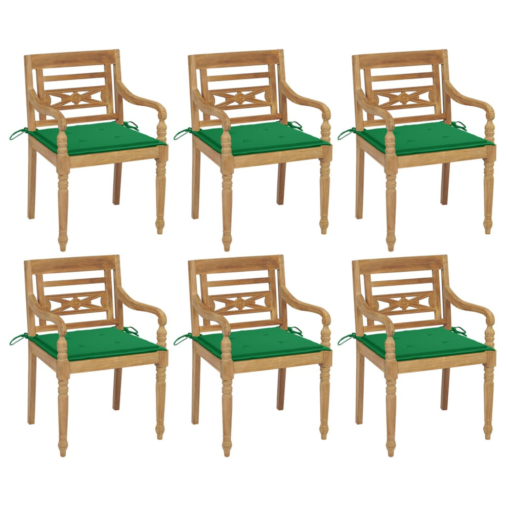 Chaises batavia avec coussins lot de 6 bois de teck solide
