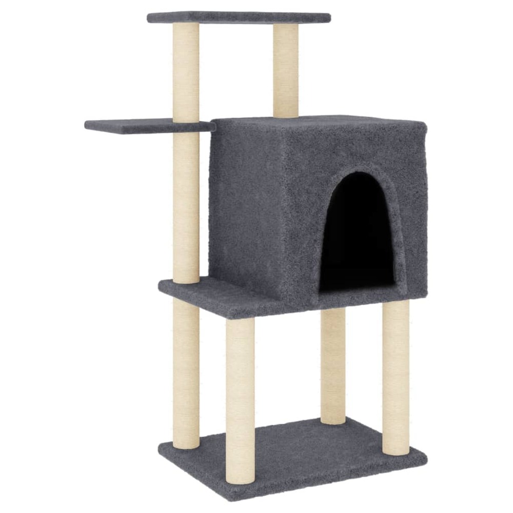 Arbre à chat meuble tour grimper jouet grattage grattoir escalade plateforme avec griffoirs en sisal foncé 97 cm gris 02_0022
