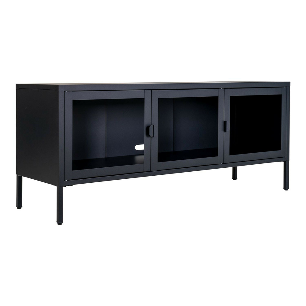 Console pour tv noire avec portes en verre