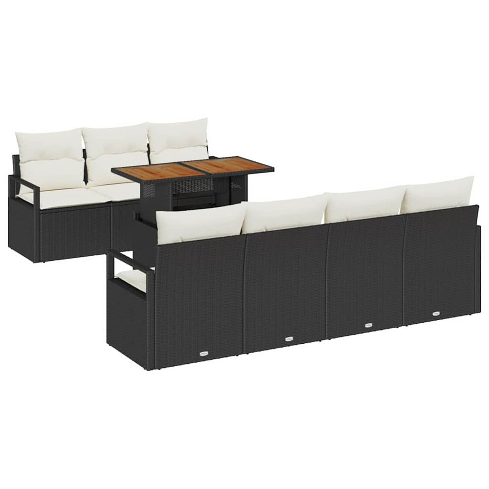 Ensemble de canapé de jardin 8 pcs noir poly rotin