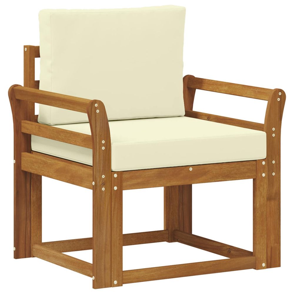 Canapé d’extérieur bois d'acacia massif et polyester naturel