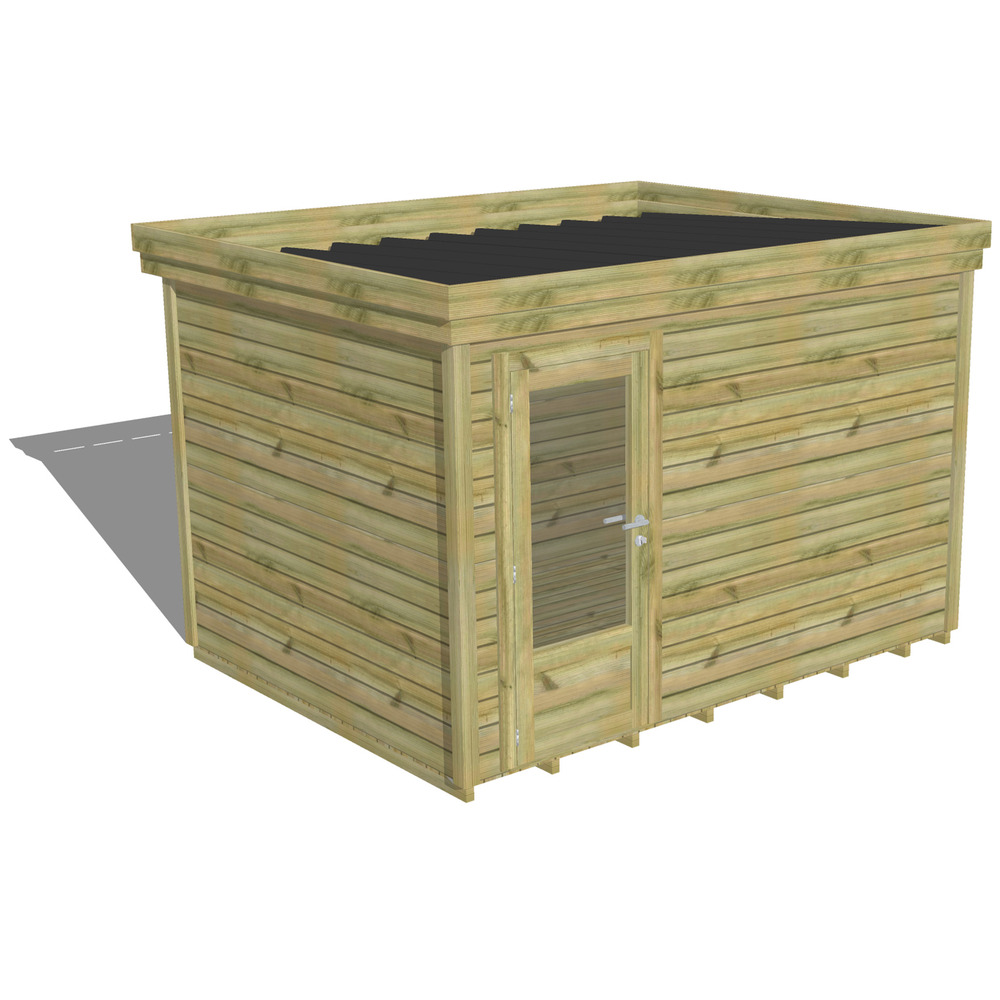 Abri de jardin bois pin traité autoclave 27mm - 3,44x2,64m / 9m2 - bac acier - plancher bois