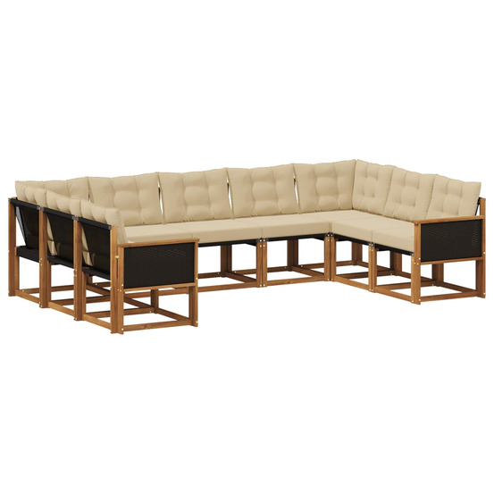 Ensemble de canapés d'extérieur 9 pcs naturel et beige