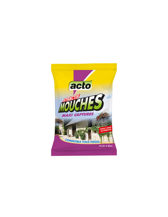 Attractif mouches acto 125g : recharge poudre pour piégeage massif