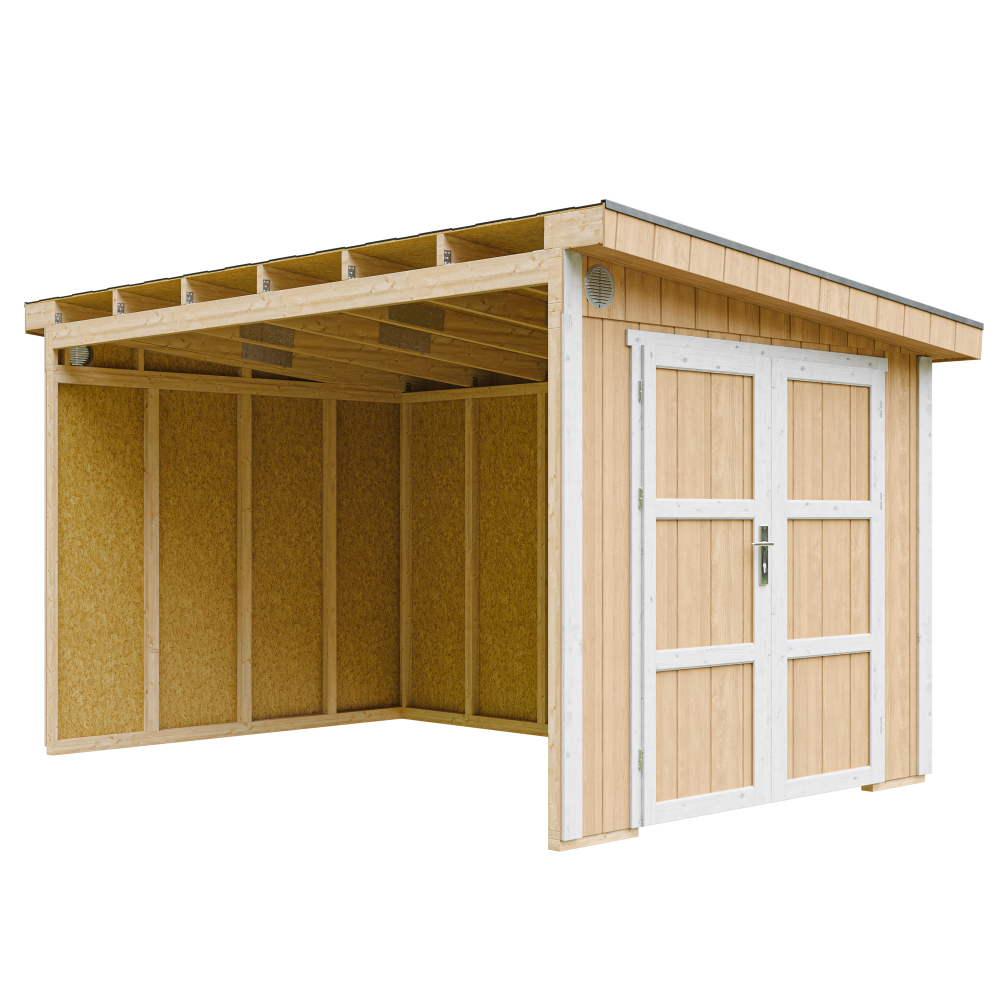 Abri de jardin qualité premium 8,68 m² - h231x248x412 cm - sans plancher e paroi latérale - timbela m939b-harvest honey