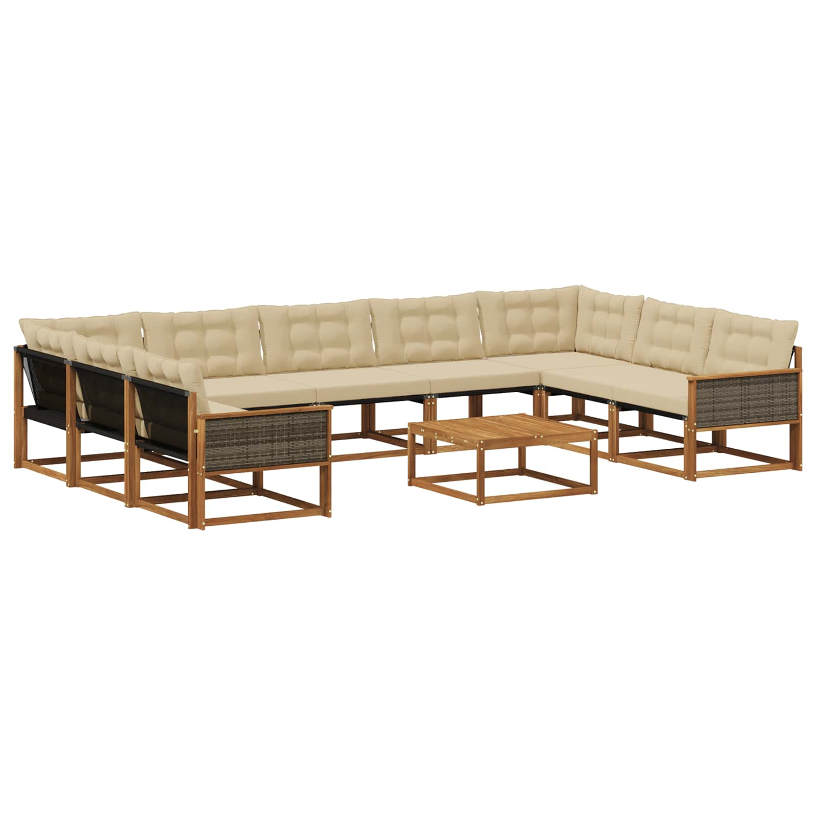 Ensemble de canapés d'extérieur 10 pcs naturel et beige