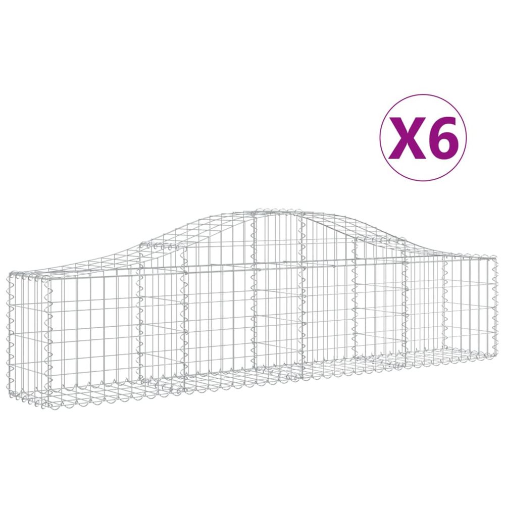 Paniers à gabions arqués 6 pcs 200x30x40/60 cm fer galvanisé