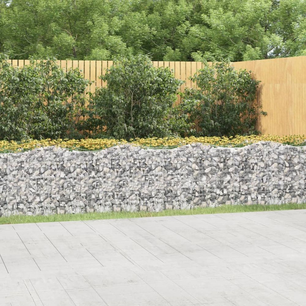 Bordure de jardin gabion arqué fer galvanisé anti-corrosion pour décoration extérieure argent 600x50x100cm