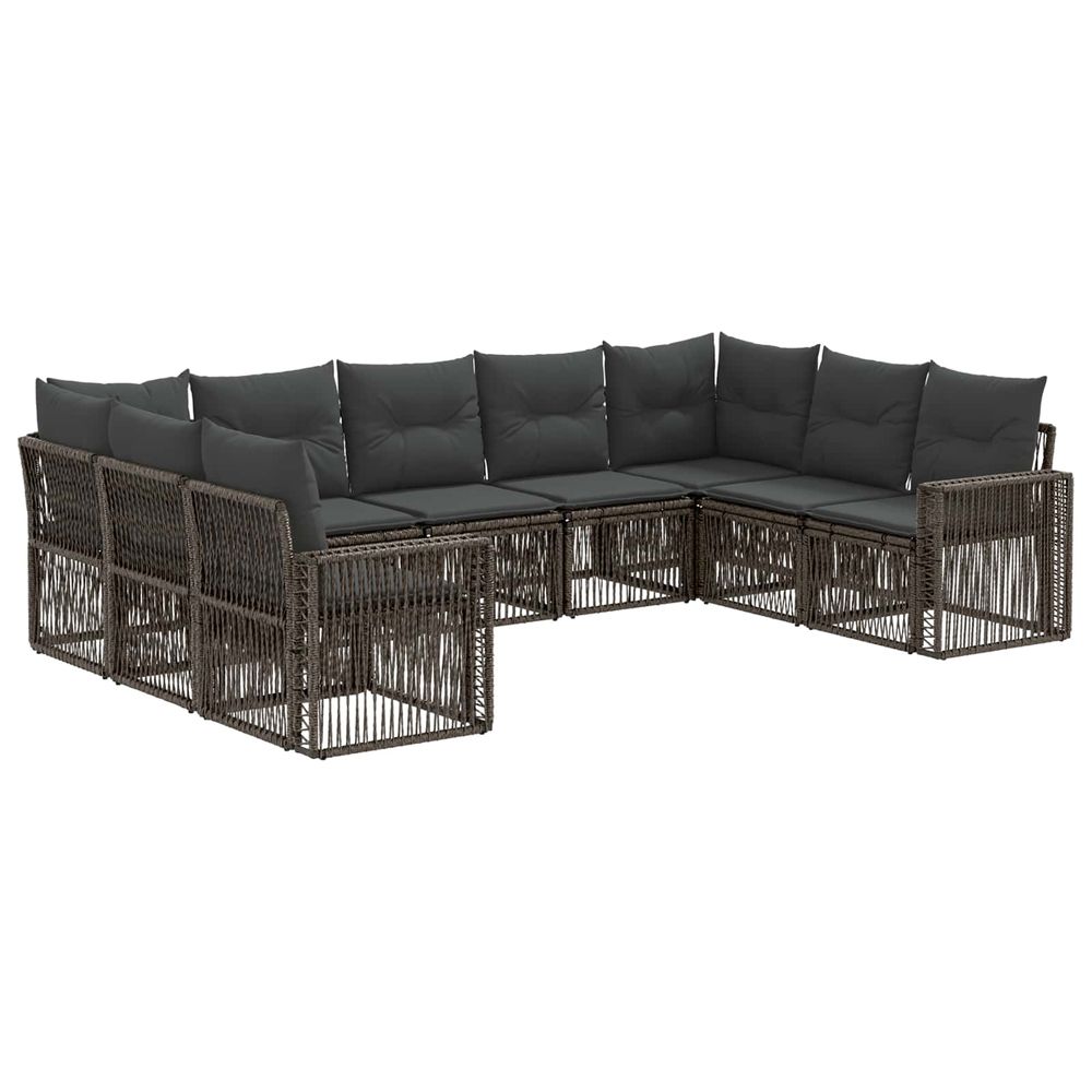 Ensemble de canapé de jardin 9 pc gris et gris foncé polyrotin