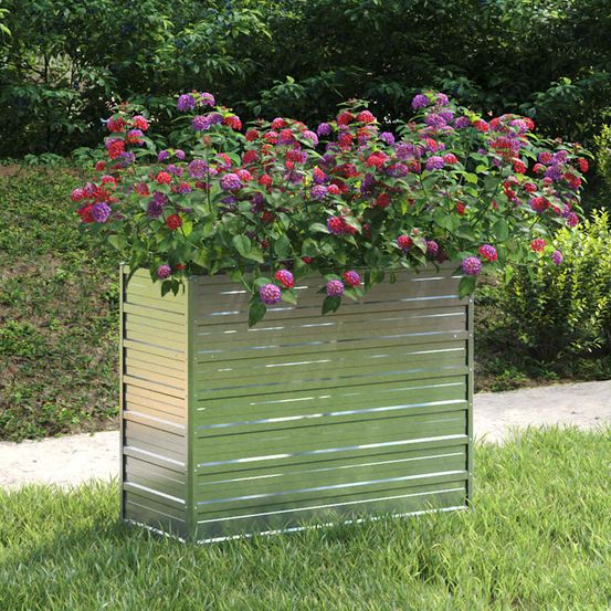 Carré potager surélevé acier galvanisé jardin terrasse argenté 100x40x77cm